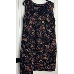 Unbranded‎ Size 16 Black/Plum/Floral Sheath Dress Great For Fall Under A Jacket